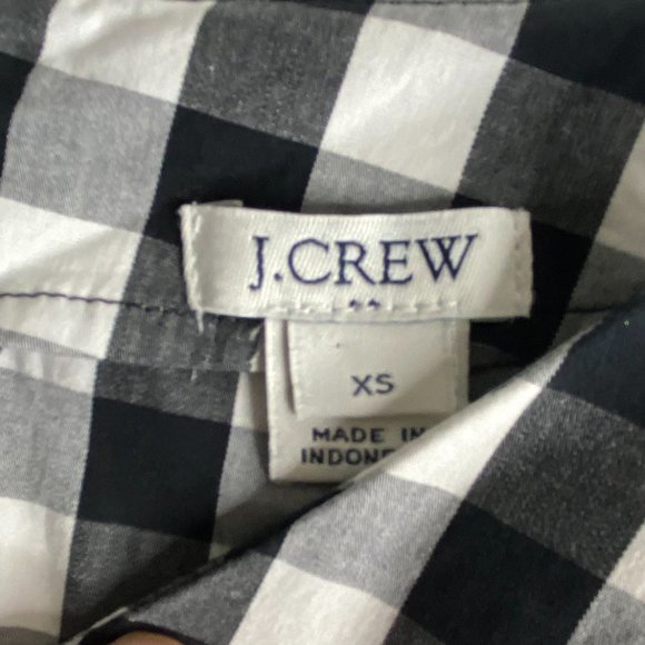 J. Crew Gingham Ruffle Sleeve V Neck Midi Shift Dress Black White Size XS - Picture 10 of 12